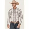 Cheap 🔥 Moonshine Spirit Men's Stripe Plaid Long Sleeve Snap Western 👕 Shirt White ❤️