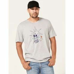 Best Sale 🛒 Moonshine Spirit Men's Simple Skully Graphic T-Shirt Light Grey 🎁