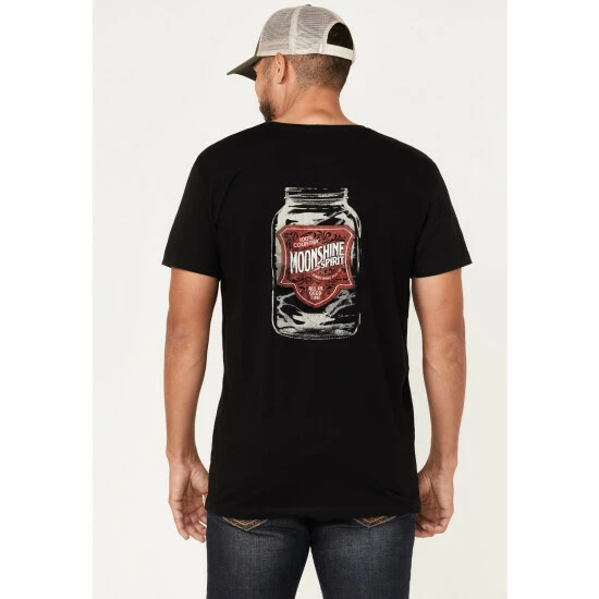Outlet ⭐ Moonshine Spirit Men's Mason Jar Graphic Short Sleeve T-Shirt Black ✔️ - Image 3