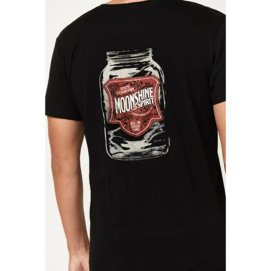 Outlet ⭐ Moonshine Spirit Men's Mason Jar Graphic Short Sleeve T-Shirt Black ✔️ - Image 4