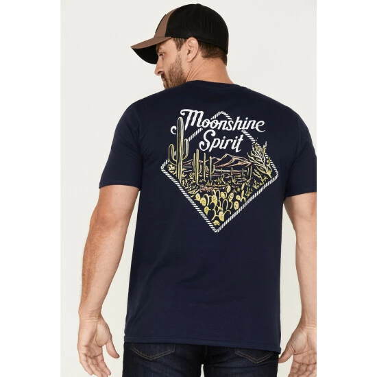 Cheap π Moonshine Spirit Men's Desert Bandana Graphic T-Shirt Navy 𧨠- Image 3