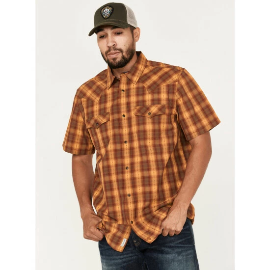 Buy π Moonshine Spirit Men's Sunset Stroll Plaid Snap Western π Shirt Dark Yellow π―