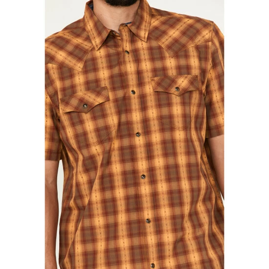 Buy π Moonshine Spirit Men's Sunset Stroll Plaid Snap Western π Shirt Dark Yellow π― - Image 3
