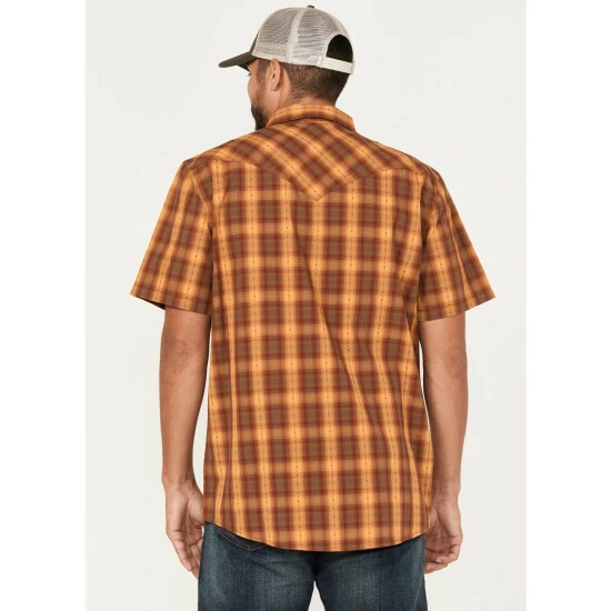 Buy π Moonshine Spirit Men's Sunset Stroll Plaid Snap Western π Shirt Dark Yellow π― - Image 4