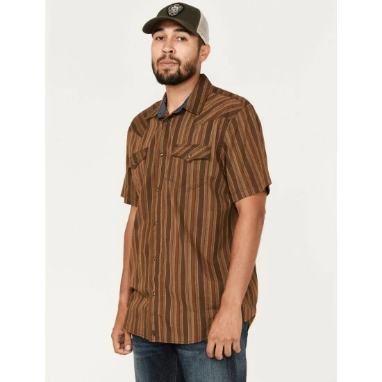 Hot Sale π₯° Moonshine Spirit Men's Paniolo Stripe Snap Western π Shirt Brown β - Image 2