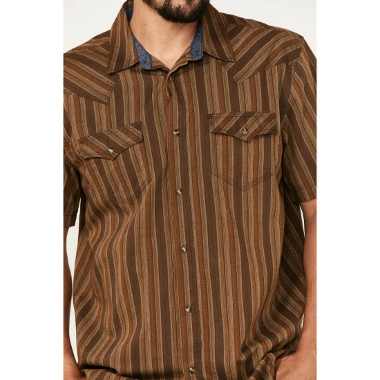 Hot Sale π₯° Moonshine Spirit Men's Paniolo Stripe Snap Western π Shirt Brown β - Image 3