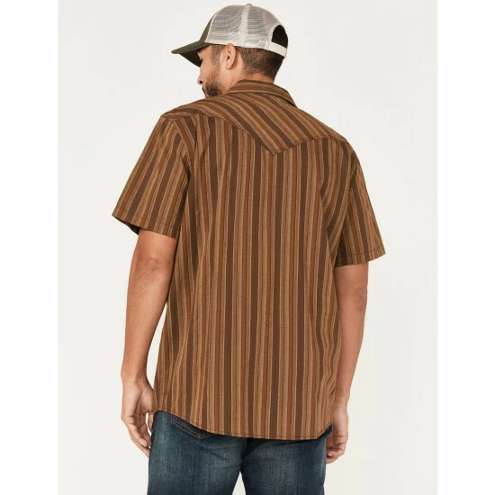 Hot Sale π₯° Moonshine Spirit Men's Paniolo Stripe Snap Western π Shirt Brown β - Image 4