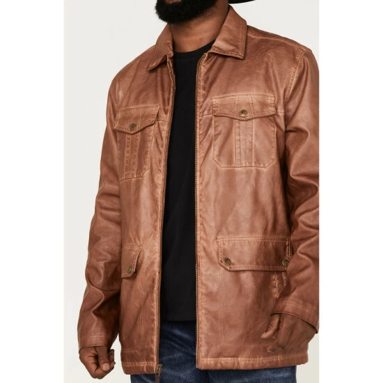 Promo 𧨠Moonshine Spirit Men's Garment Dye Moto Jacket Lt Brown π€© - Image 3