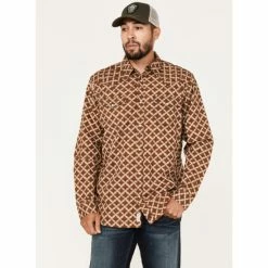 Promo ✨ Moonshine Spirit Men's Back Stage Medallion Print Snap Western 👕 Shirt Cream 😀