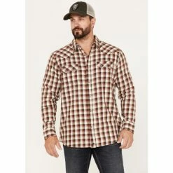 Cheapest ❤️ Moonshine Spirit Men's Dirt Runner Plaid Snap Western Flannel 👕 Shirt Cream 😀