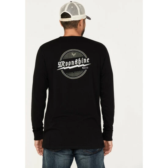 Cheap π Moonshine Spirit Men's Round Logo Graphic Long Sleeve T-Shirt Black β€οΈ - Image 2