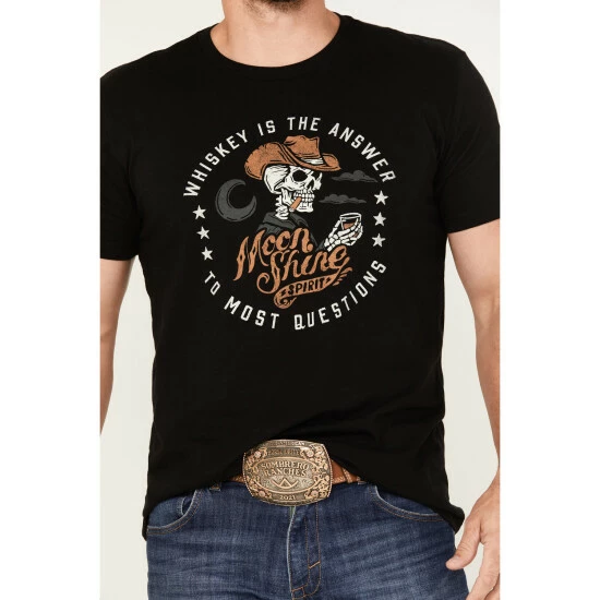 Cheapest β€οΈ Moonshine Spirit Men's Skull Drinker Short Sleeve T-Shirt Black π - Image 3