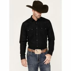 Hot Sale 🤩 Moonshine Spirit Doe Skin Long Sleeve Snap Western 👚 Shirt For Men Black ❤️