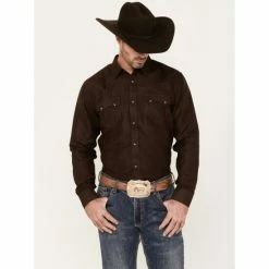 Promo 🥰 Moonshine Spirit Doe Skin Long Sleeve Snap Western 👚 Shirt For Men Brown ❤️