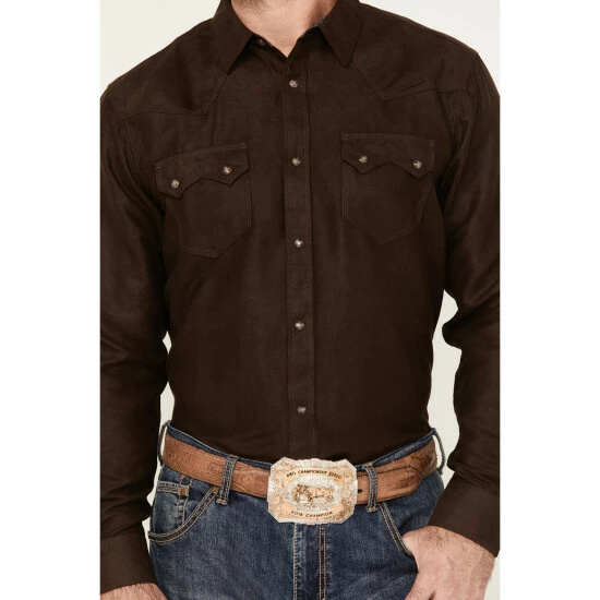 Promo π₯° Moonshine Spirit Doe Skin Long Sleeve Snap Western π Shirt For Men Brown β€οΈ - Image 3