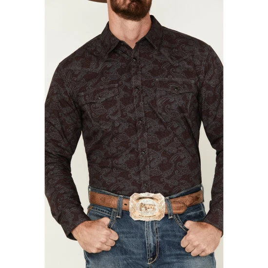 Cheapest π Moonshine Spirit Men's Stage Light Long Sleeve Snap Western π Shirt Grey π€© - Image 3