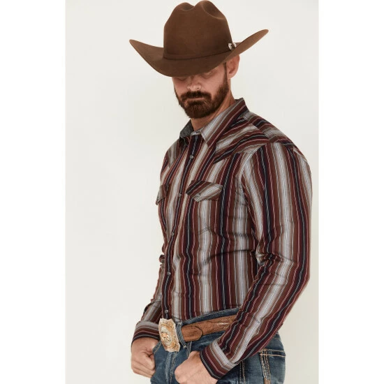 Hot Sale π Moonshine Spirit Men's The Vault Long Sleeve Snap Western π Shirt Burgundy β - Image 2