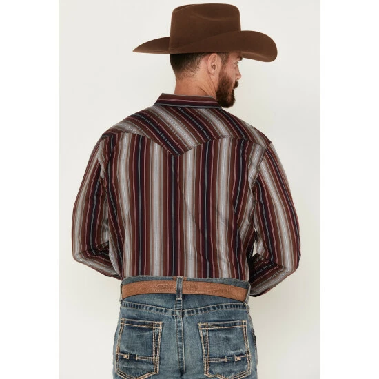 Hot Sale π Moonshine Spirit Men's The Vault Long Sleeve Snap Western π Shirt Burgundy β - Image 4
